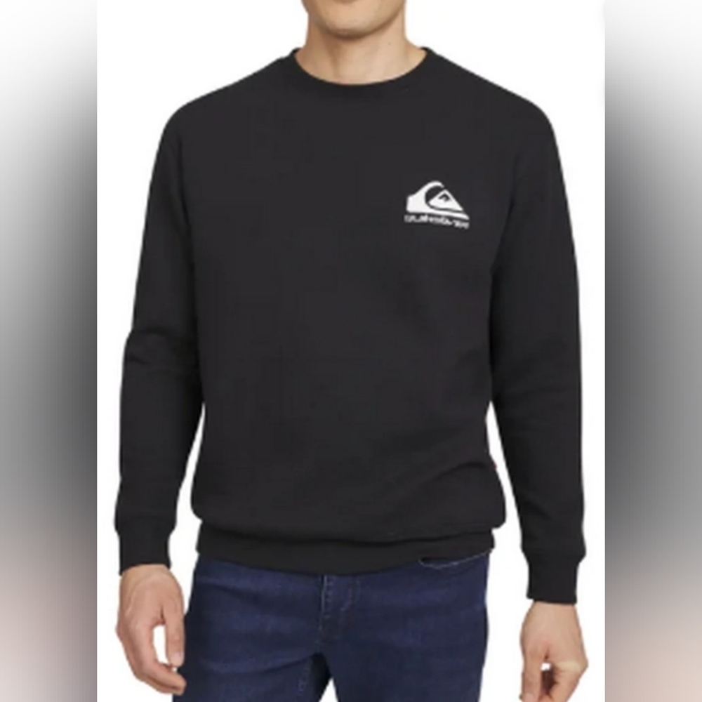 NWT•Quiksilver Men's Classic Black Crew Neck Sweatshirt•60% Cotton/40%PL•Small⬛ - Picture 2 of 13